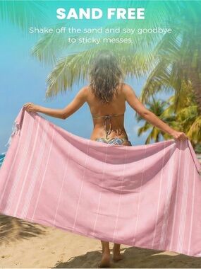 NEW, Turkish Beach Genovega CORAL Towel Dry Sand Free Oversized Travel Pool Swim